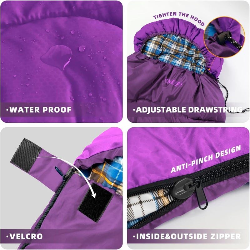 Kanyak Camping Sleeping Bag, 32℉ Sleeping Bags for Adults Kids Teens Cold Weather Warm Sleeping Bag Winter for 3-4 Season Camping, Camping Gear Equipment, Traveling, and Outdoors - Image 3
